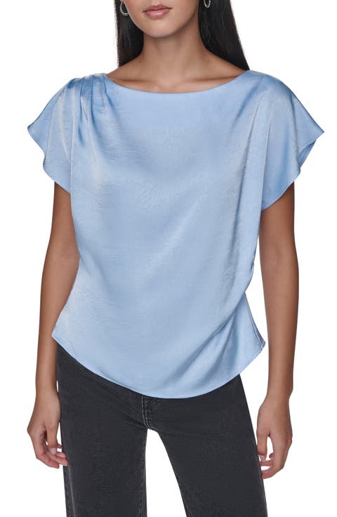 Flutter Sleeve Bateau Neck Top