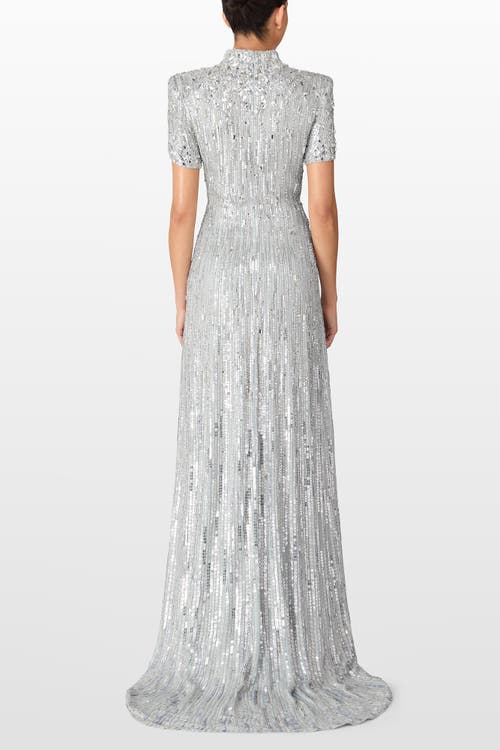 Jenny Packham Zea Sequin-embellished Top In Gray