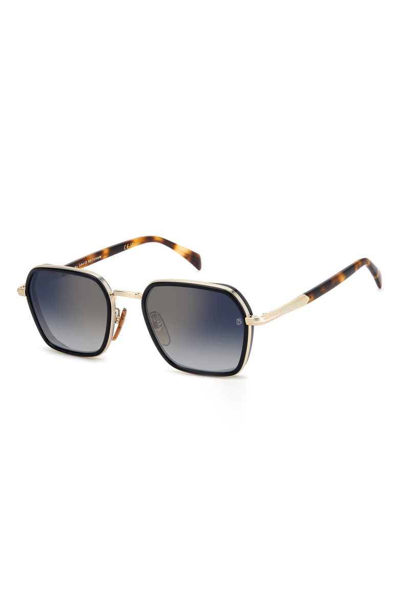 David Beckham Eyewear 53mm Square Sunglasses, Alternate, color, Gold Black/ Blsf Gdsp