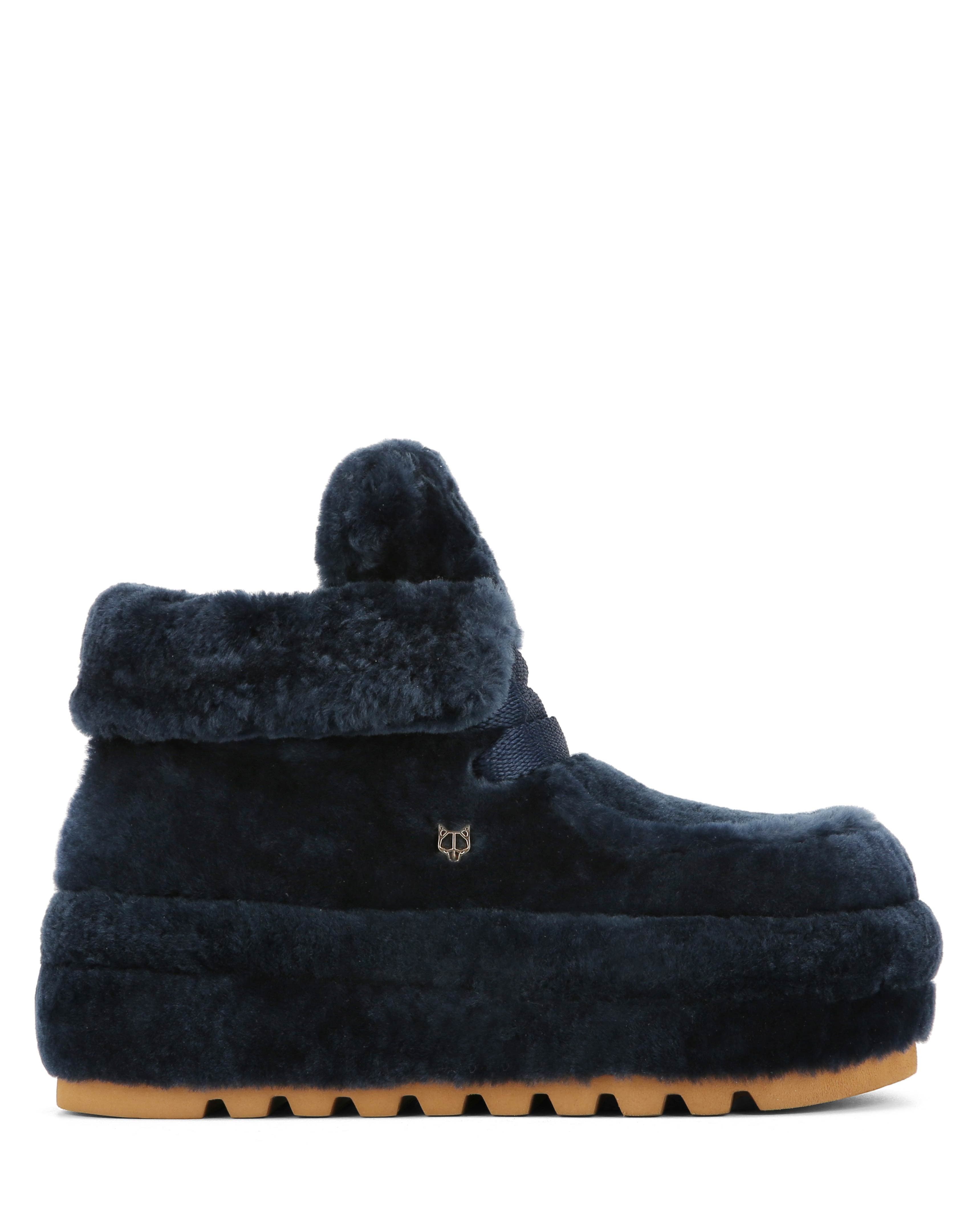 Naked Wolfe Bambi Suede/Shearling Boot, Alternate, color, Navy