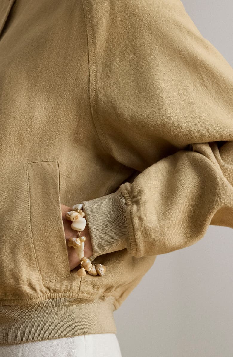 Lauren Ralph Lauren Linen Flight Jacket, Alternate, color, Birch Beige