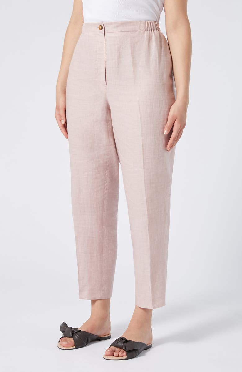 Marina Rinaldi Remo Linen Ankle Pants, Main, color, Antique Rose