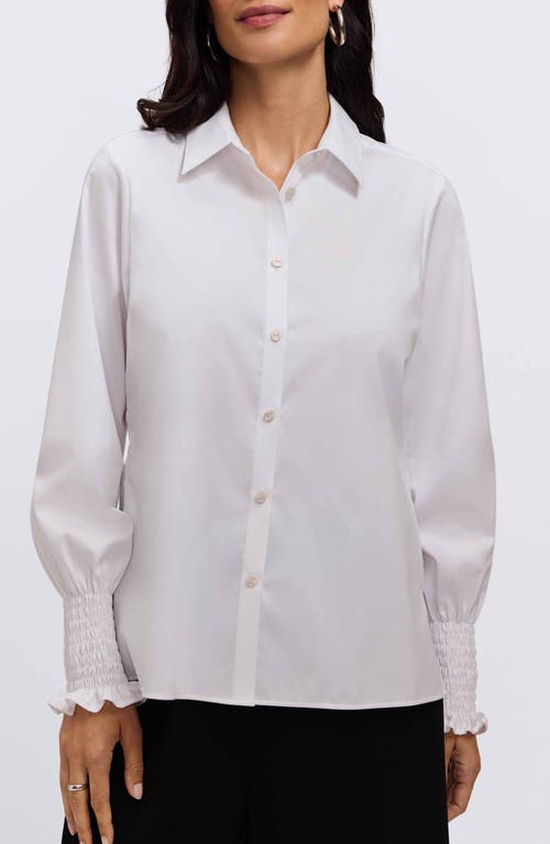 Foxcroft Avril Matte Sateen Button-up Shirt In White