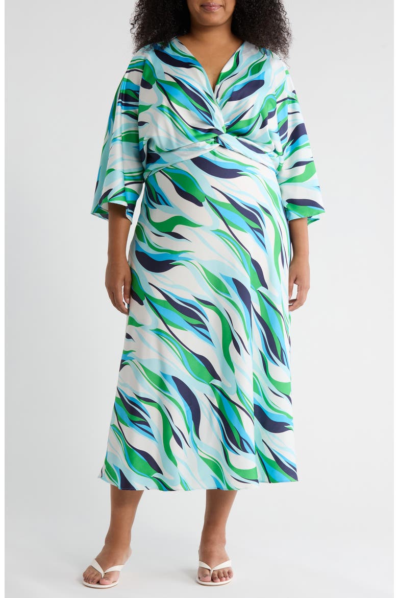 Abstract Front Twist Dress, Main, color, BLUE