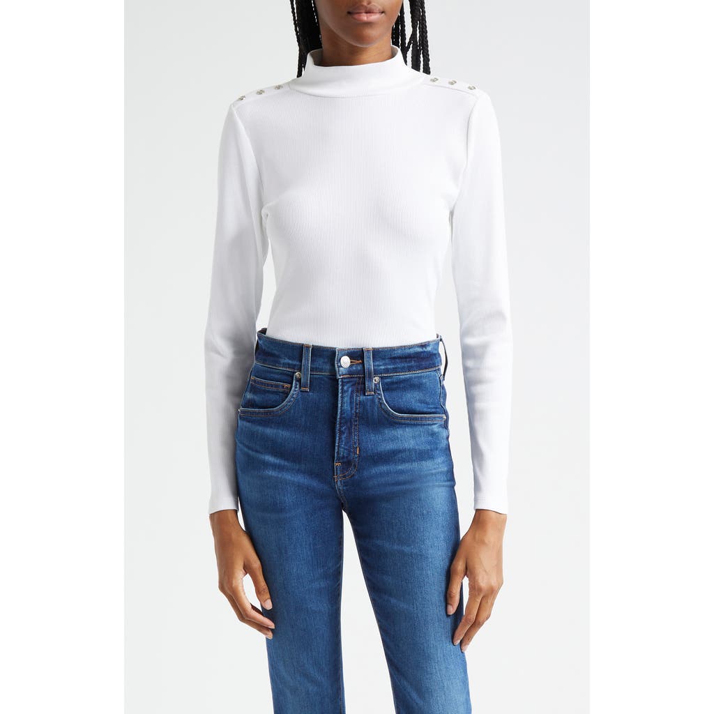 VERONICA BEARD VERONICA BEARD NATE SHOULDER BUTTON MOCK NECK RIB TOP
