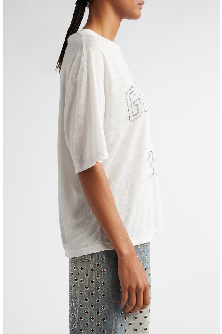 Journey Boxy Linen Graphic T-Shirt, Alternate, color, HERITAGE WHITE/ BLACK