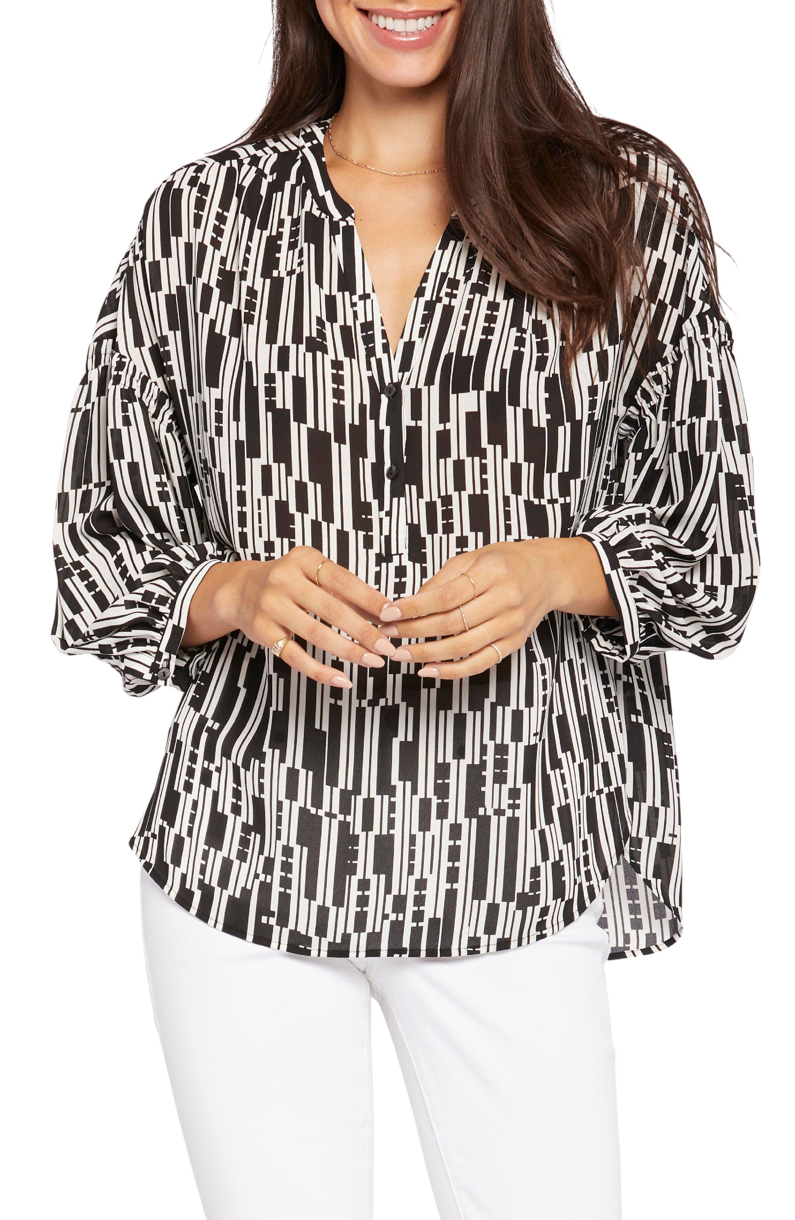 NYDJ Paulina Tie Dye Recycled Polyester Peasant Top