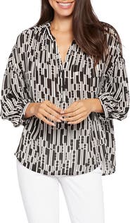 NYDJ Paulina Tie Dye Recycled Polyester Peasant Top