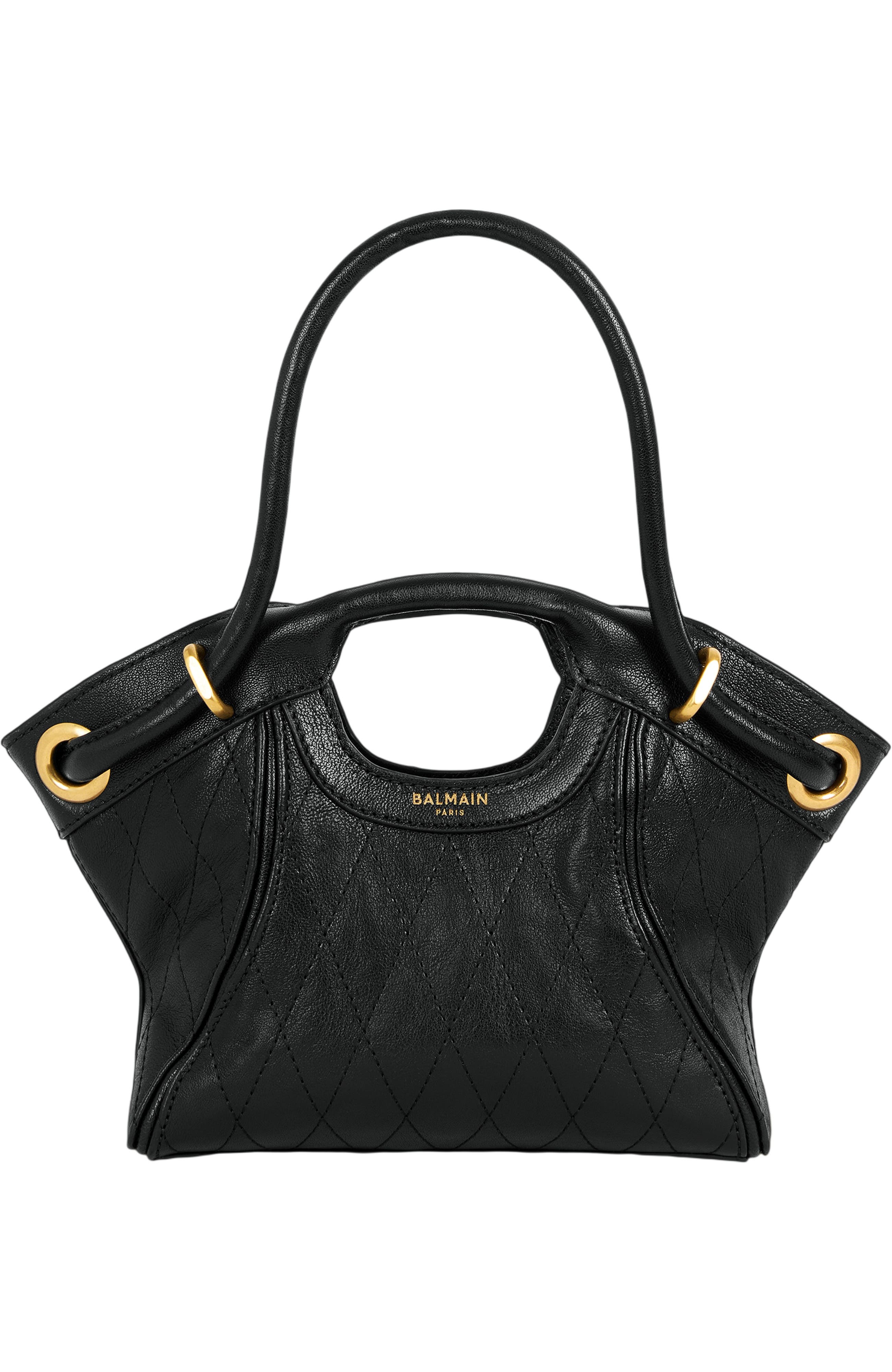 Small Tote in smooth topstitched leather, Main, color, black