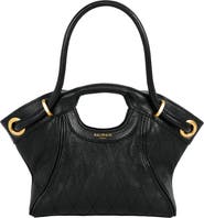 Balmain Small Tote in smooth topstitched leather