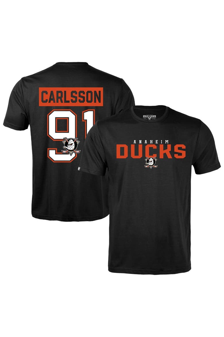 Men's Levelwear Leo Carlsson Black Anaheim Ducks Richmond Name & Number T-Shirt, Main, color, Black