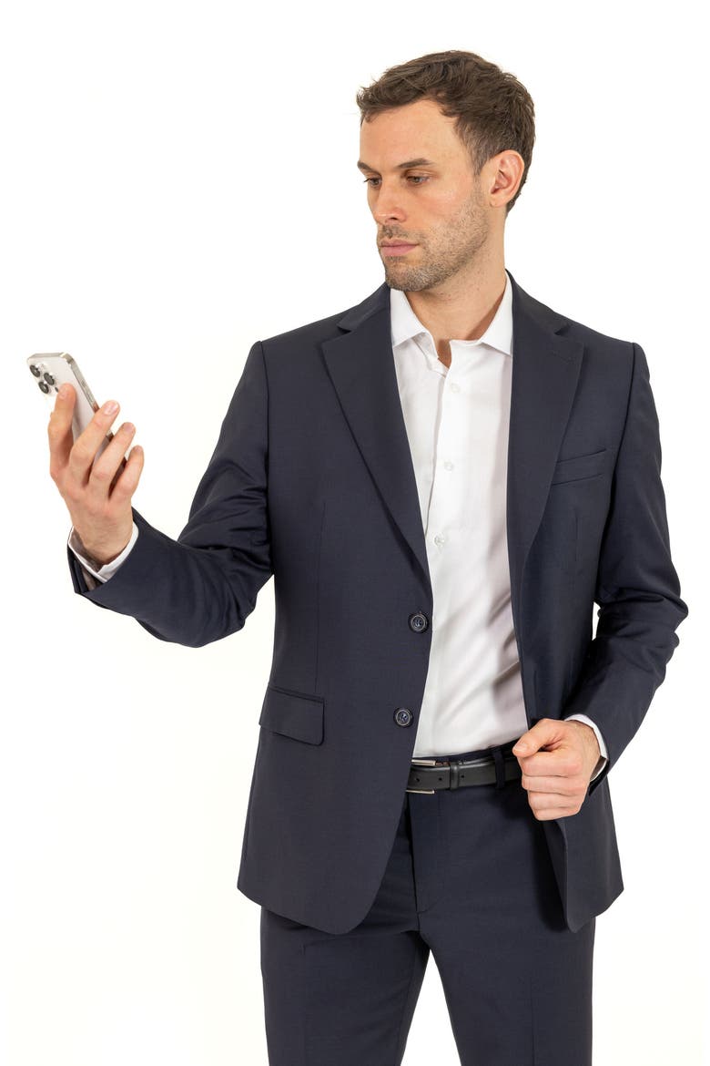 Trim Fit Wool Suit, Alternate, color, NAVY