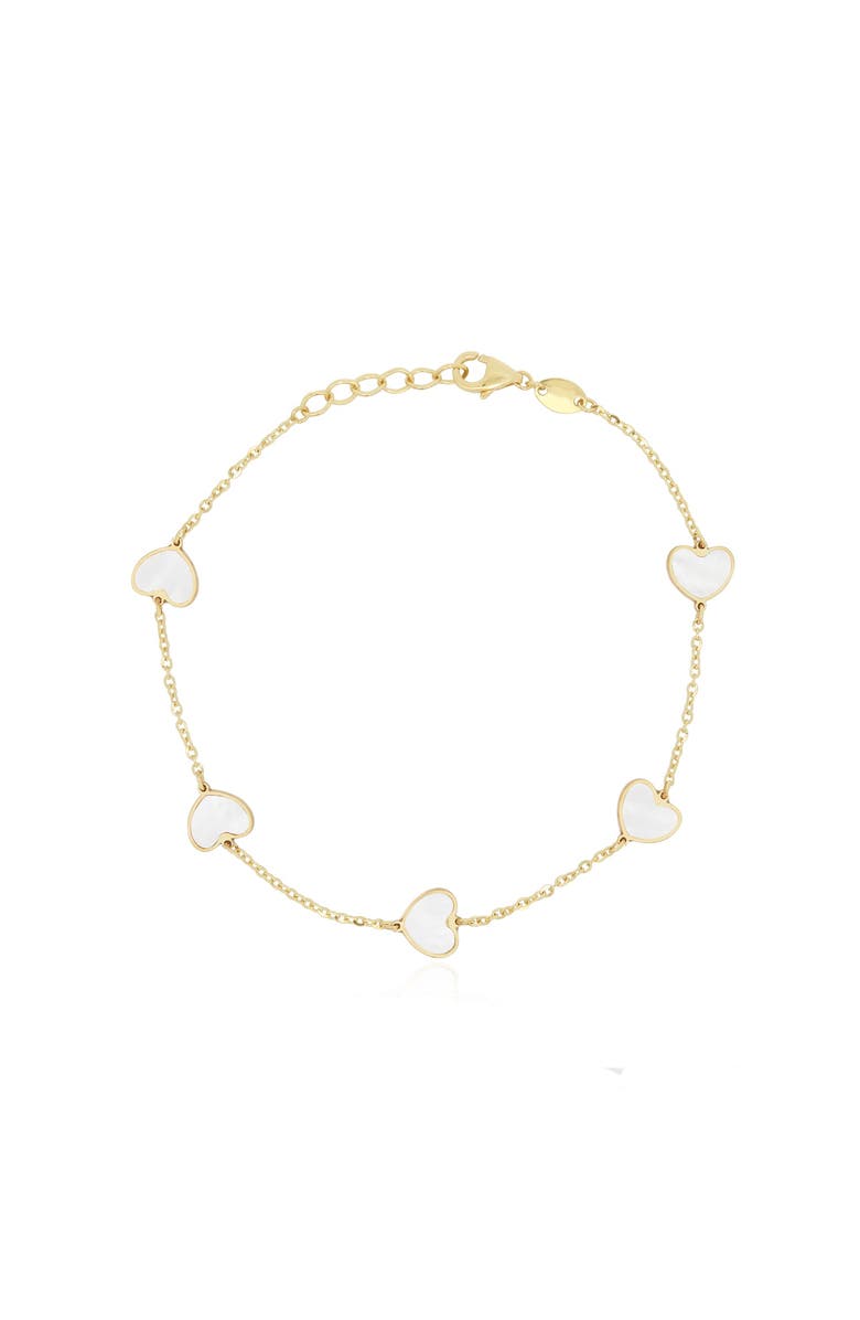 The Lovery Fine Jewelry Mother of Pearl Heart Station Bracelet, Main, color, Mother Of Pearl