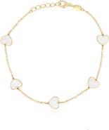 The Lovery Fine Jewelry Mother of Pearl Heart Station Bracelet