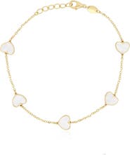 The Lovery Fine Jewelry Mother of Pearl Heart Station Bracelet