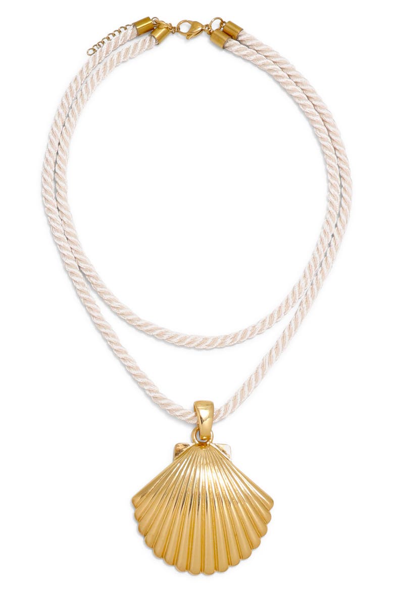 Tahiti Shell Pendant Necklace, Main, color, WHITE