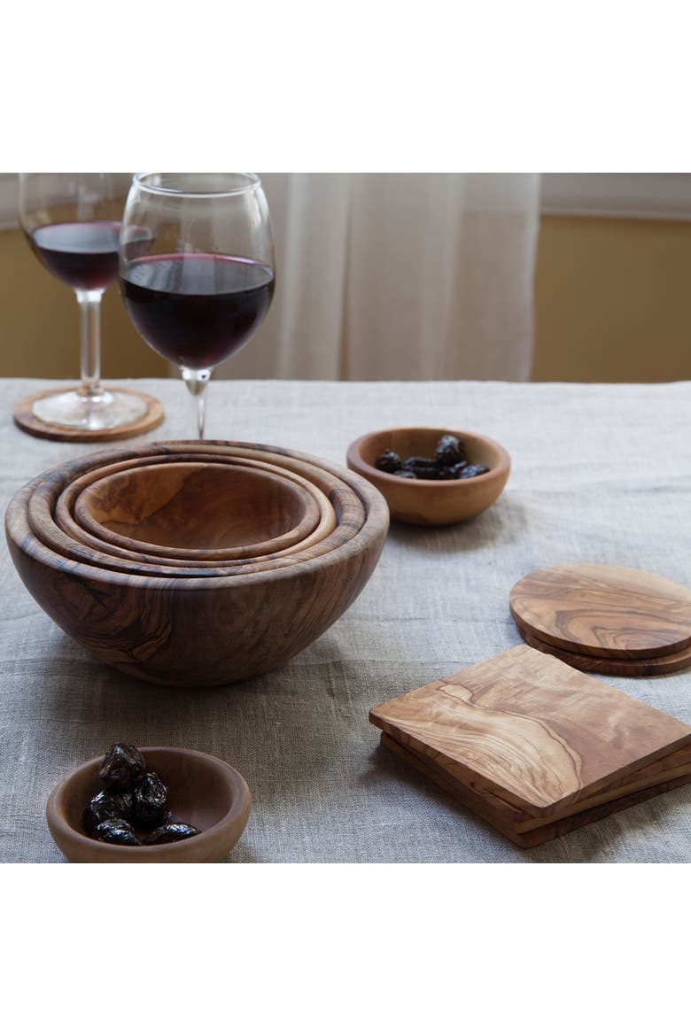 Olive Wood Square Coasters - Set of 4, Alternate, color, Olive Wood