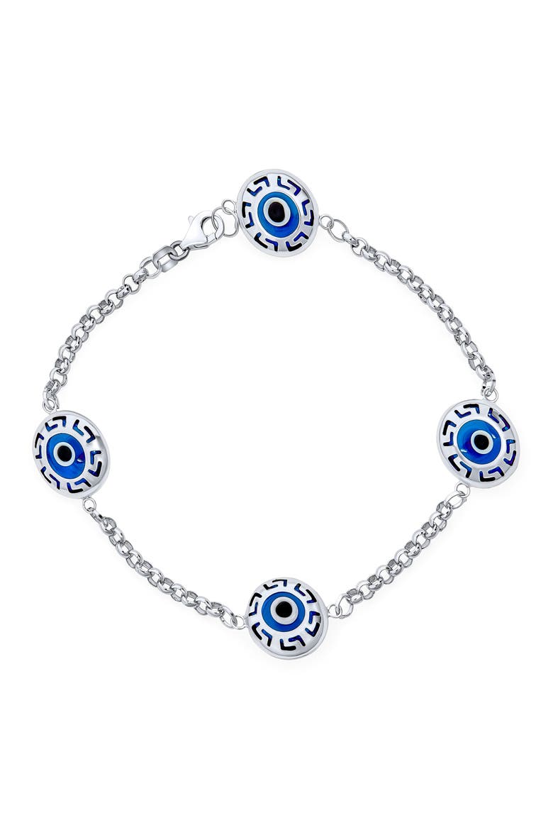 Turkish Evil Eye Station Bracelet, Main, color, BLUE