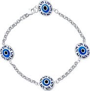 BLING JEWELRY Turkish Evil Eye Station Bracelet