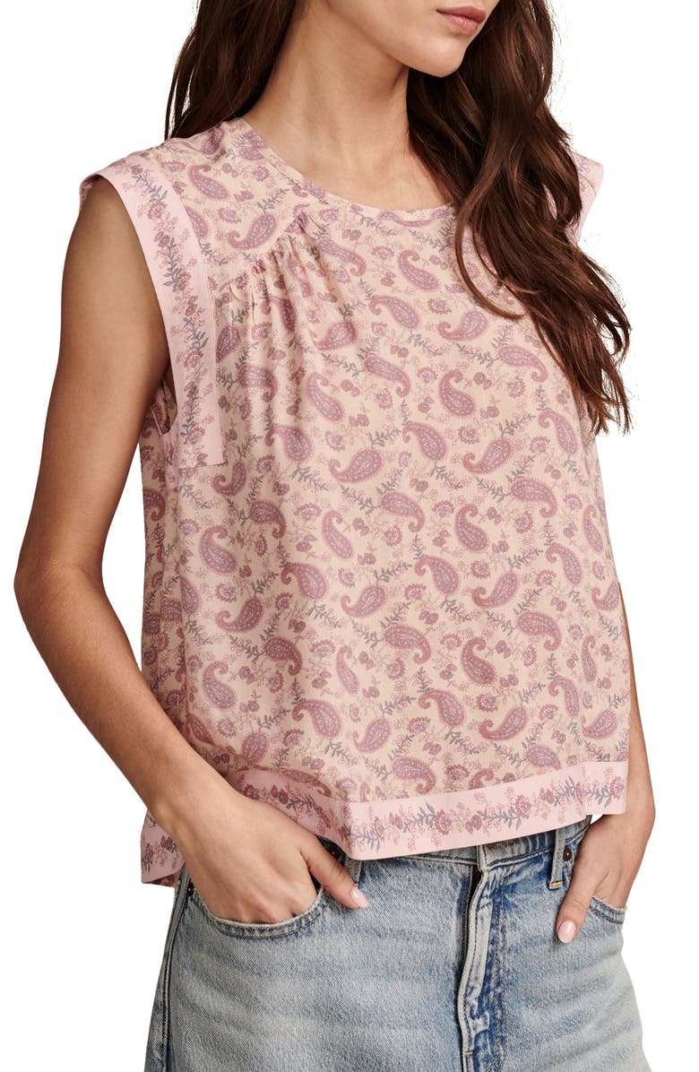 Lucky Brand Floral Print High-Low Top, Alternate, color, 