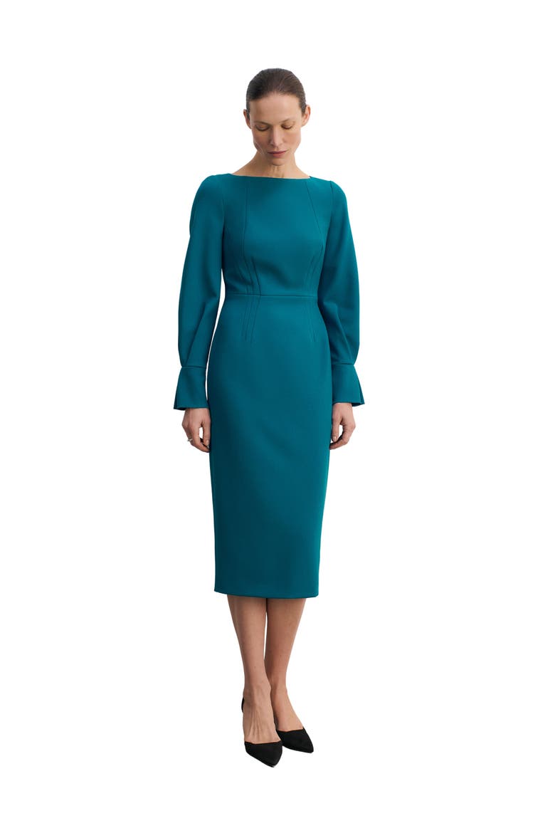 Aubrey Sculpt Crepe Dress, Main, color, Blue