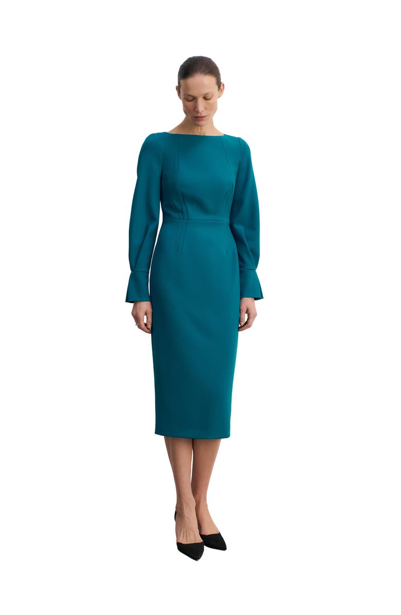 The Fold Aubrey Sculpt Crepe Dress, Main, color, Blue