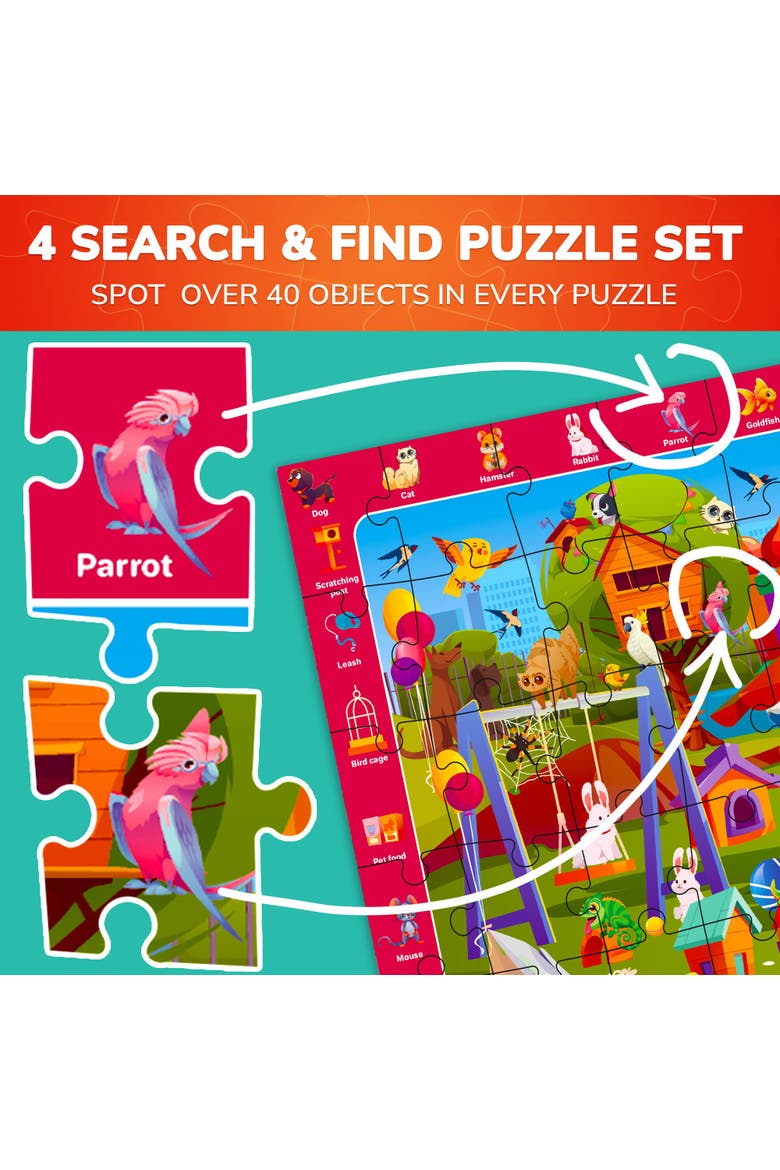 Kids 60 Piece Puzzle Set - Search & Find, Alternate, color, Animals Search and Find