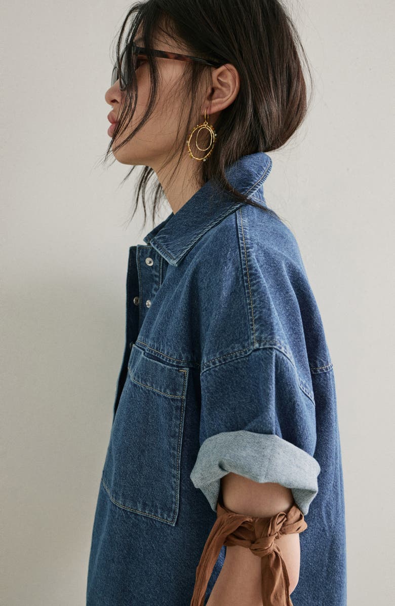 MANGO Bead Drop Hoop Earrings, Alternate, color, Gold