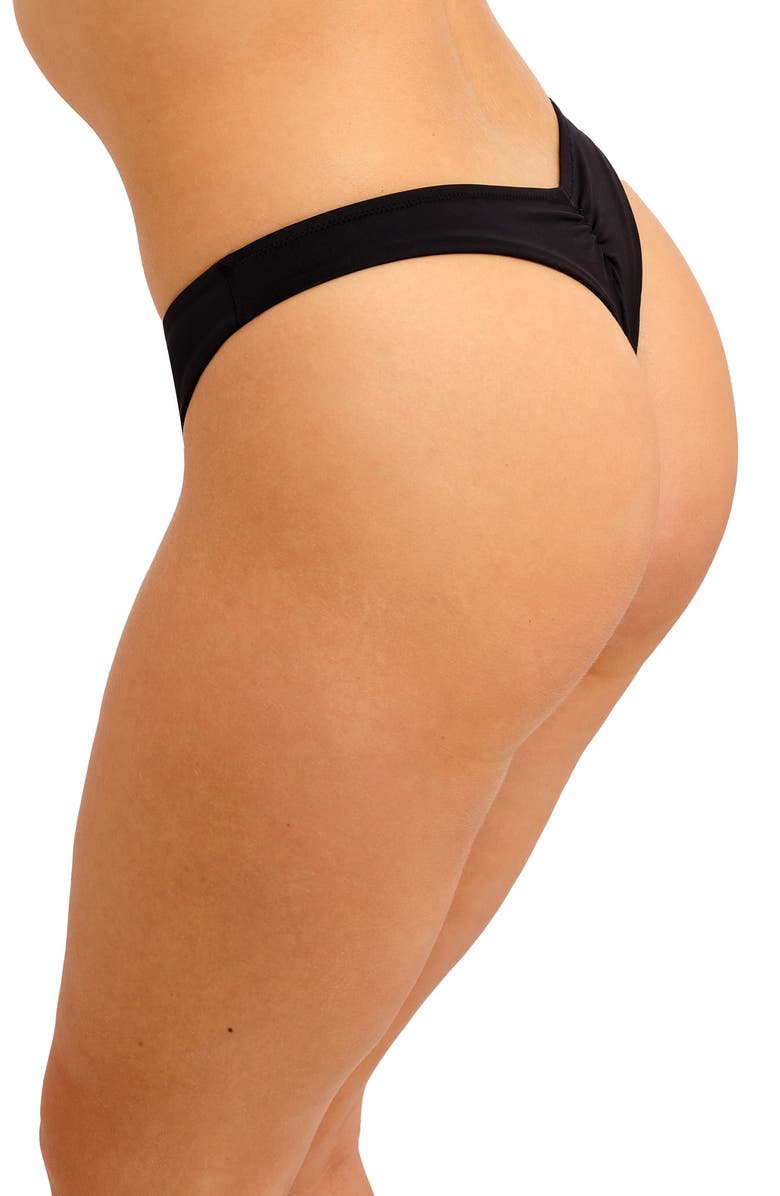Freya Jewel Cove Brazilian Bikini Bottoms, Alternate, color, Plain Black