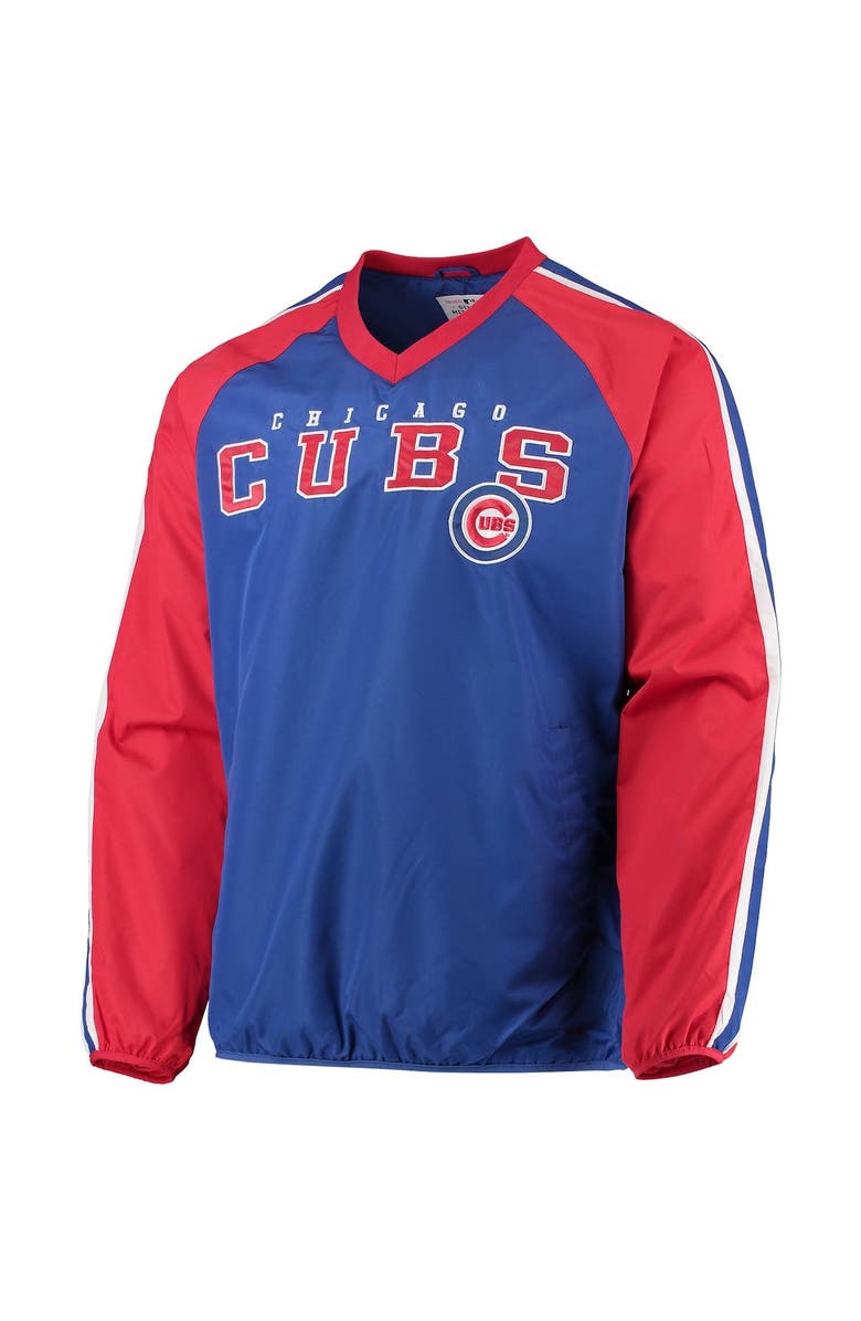 G-III SPORTS BY CARL BANKS Men's G-III Sports by Carl Banks Royal/Red Chicago Cubs Kickoff Raglan V-Neck Pullover Jacket, Alternate, color,