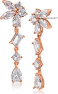 CZ by Kenneth Jay Lane Cubic Zirconia Cluster Linear Drop Earrings