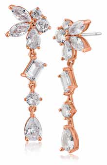 CZ by Kenneth Jay Lane Cubic Zirconia Cluster Linear Drop Earrings
