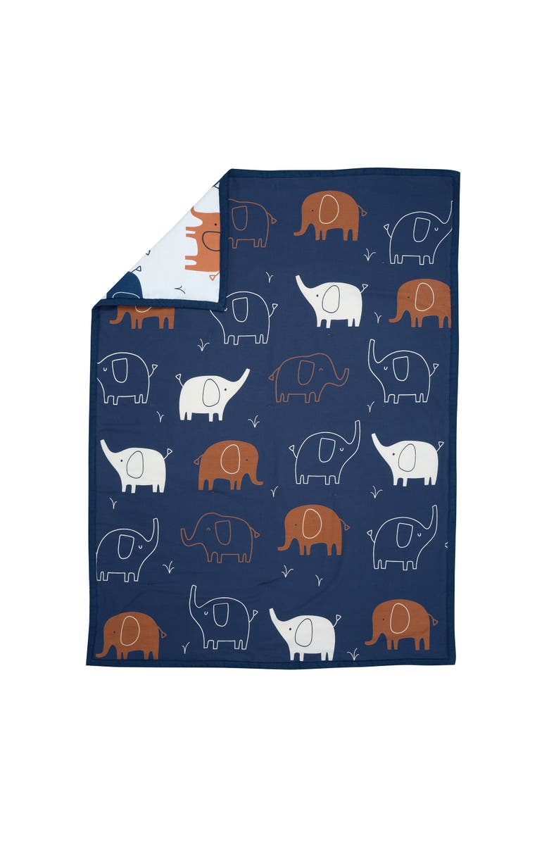 Lambs & Ivy Playful Elephant Cotton 3-Piece Baby Crib Bedding Set, Alternate, color, Blue