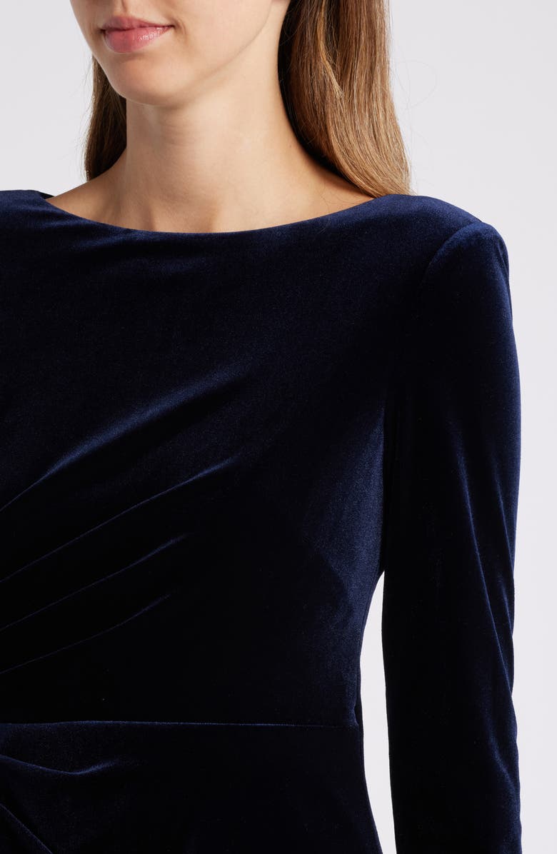 Eliza J Ruffle Long Sleeve Velvet Cocktail Dress, Alternate, color,