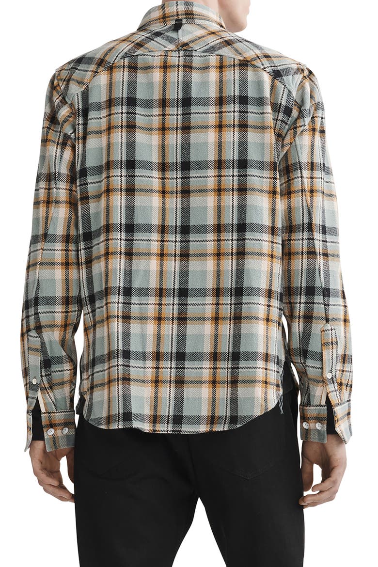 Plaid Cotton Flannel Button-Up Shirt, Alternate, color, GREEN PLAID