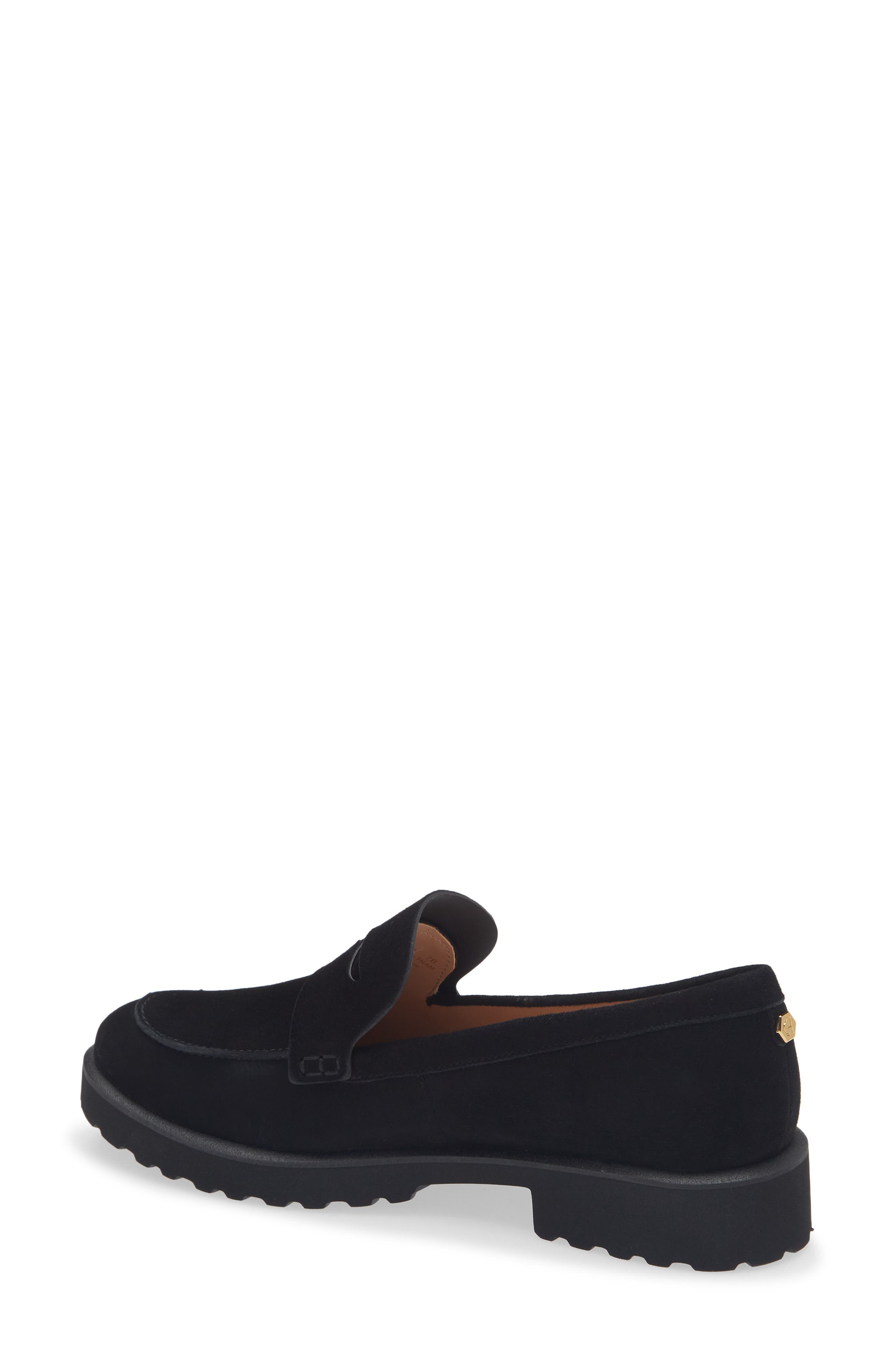 Cole Haan Gwendolyn Penny Loafer, Alternate, color, Black Suede