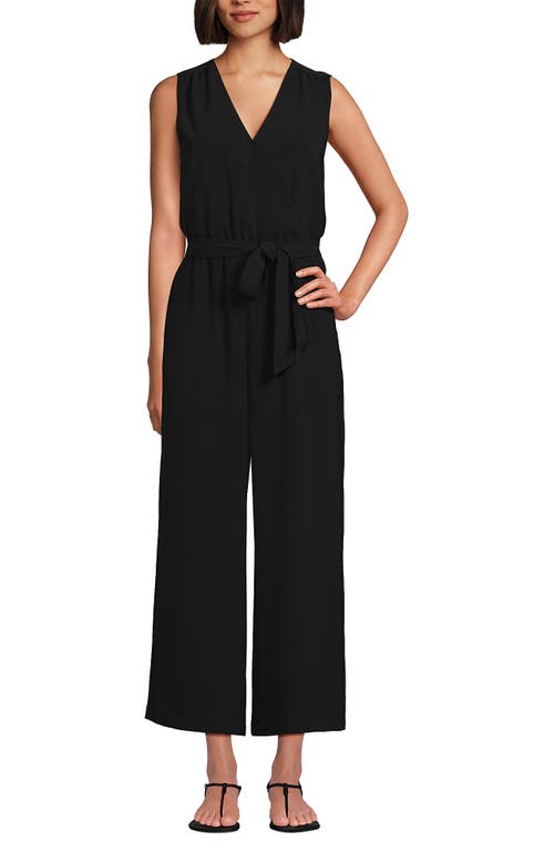 LANDS' END LANDS' END SLEEVELESS CREASELESS WRAP JUMPSUIT