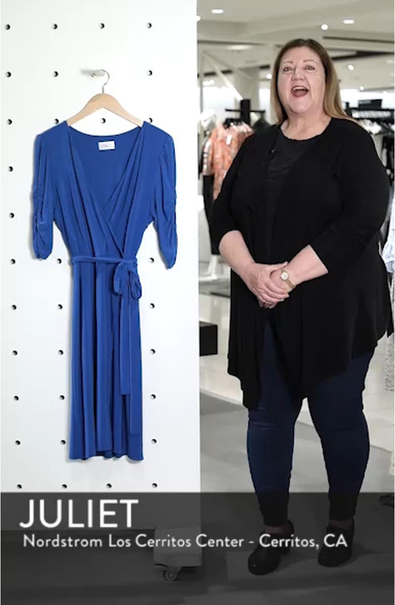 Ruched Sleeve Faux Wrap Dress, sales video thumbnail