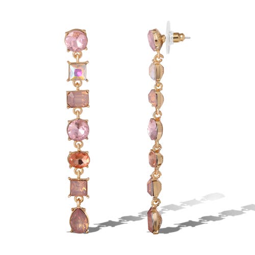 Jessica Simpson Light Pink Crystal Linear Drop Earrings In Multi