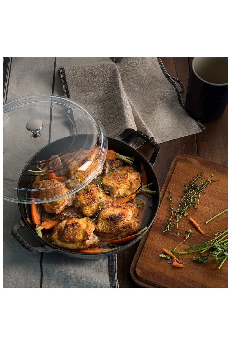 3.5 Quart Enameled Cast Iron Braiser with Glass Lid, Alternate, color, GRAPHITE GREY