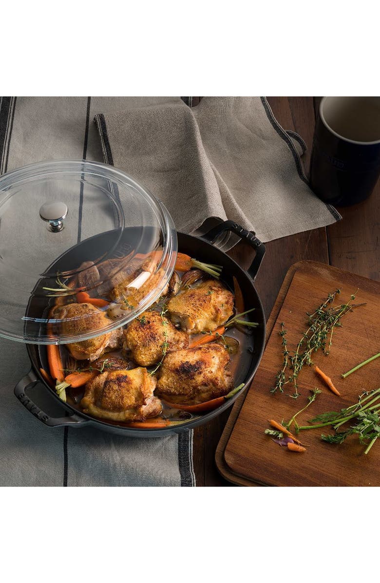 Staub 3.5 Quart Enameled Cast Iron Braiser with Glass Lid, Alternate, color, Graphite Grey