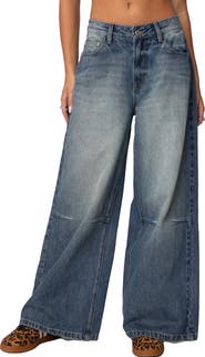 EDIKTED Skater Low Rise Nonstretch Wide Leg Jeans