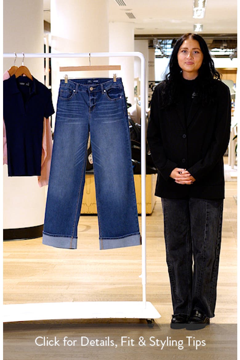 High Waist Cuff Slim Wide Leg Jeans video