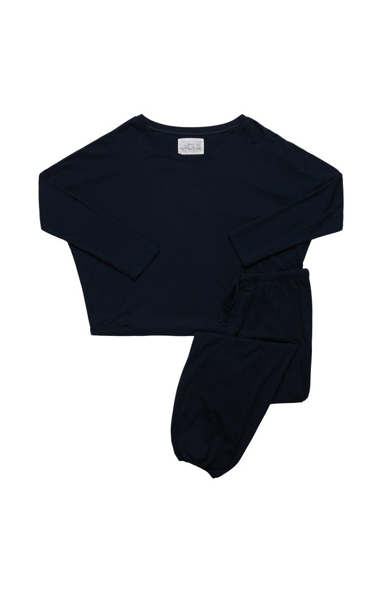 The Cat's Pajamas Pima Knit Pullover Set, Alternate, color, Classic Midnight