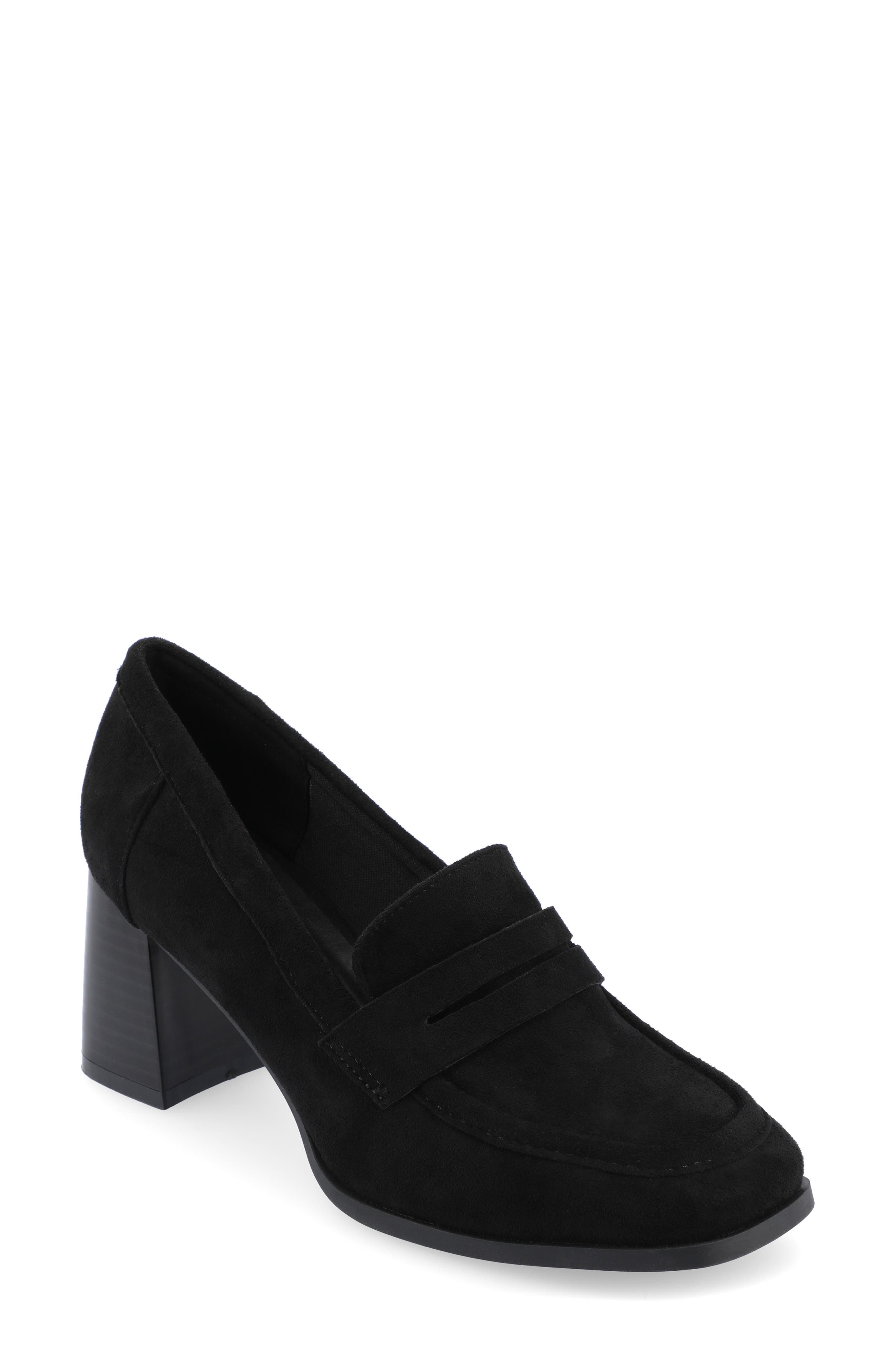 Journee Collection Malleah Loafer Pump, Main, color, Black Suede