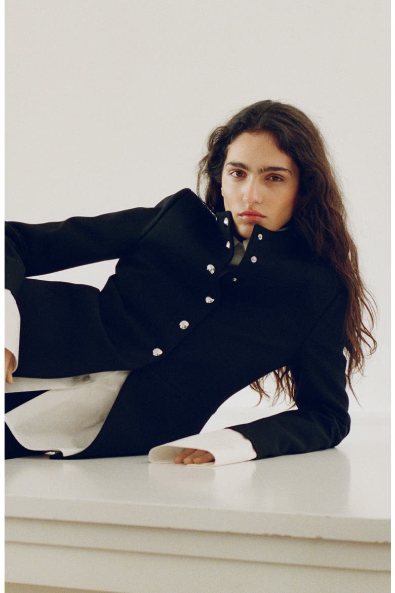 Peplum Jacket, Alternate, color, BLACK