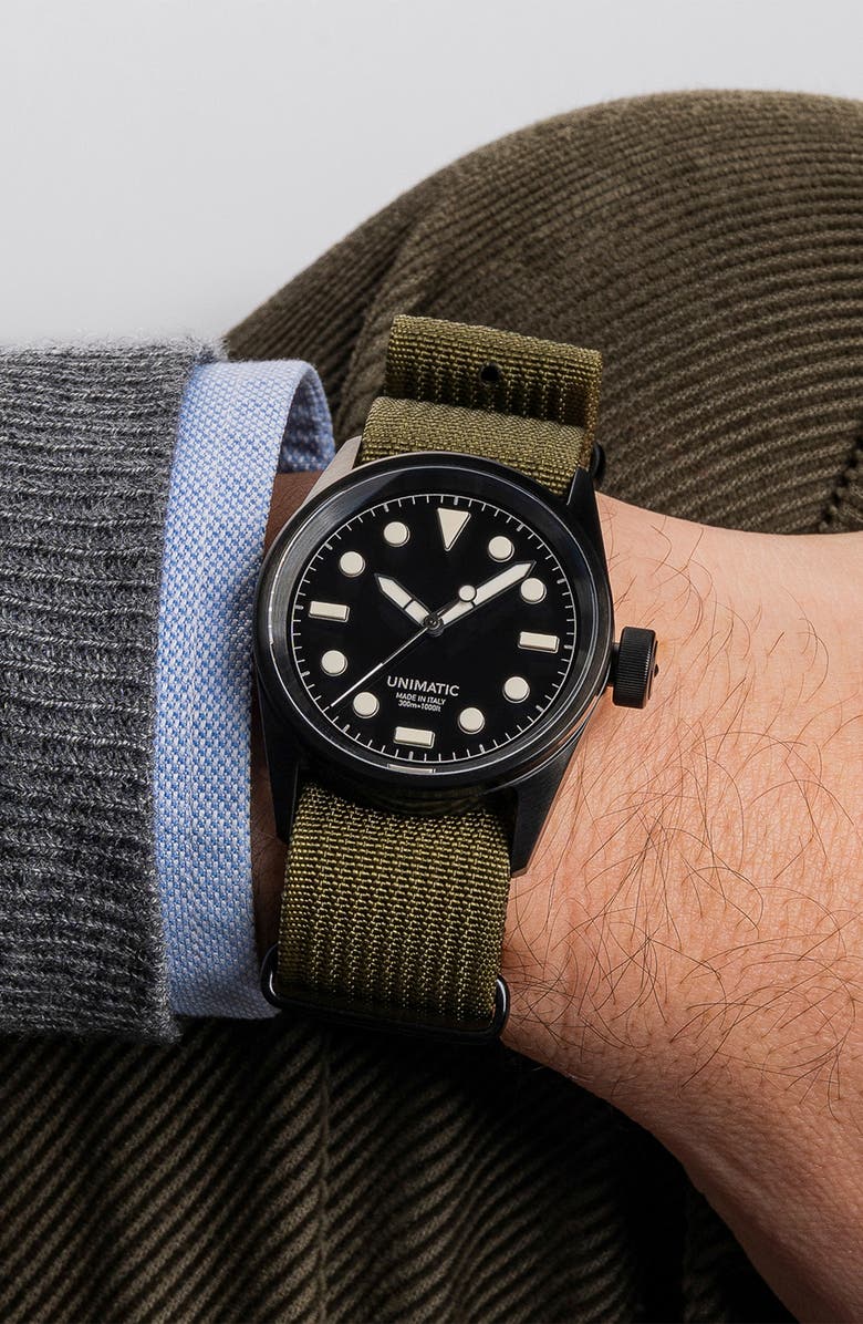 UNIMATIC Modello Cinque Unilight U5S-BL Automatic Watch Set, 36mm, Alternate, color, Black