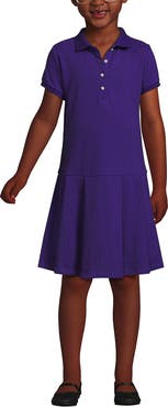 Lands' End School Uniform Girls Short Sleeve Mesh Pleated Polo Dress