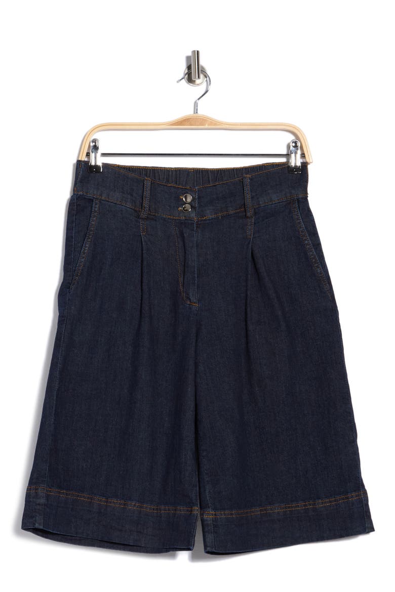 Pleated Crop Wide Leg Jeans, Main, color, DARK INDIGO