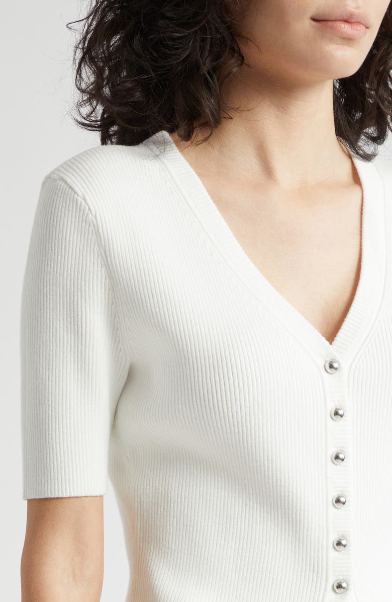 Toccin Charity Button Front Short Sleeve Knit Top, Alternate, color, 